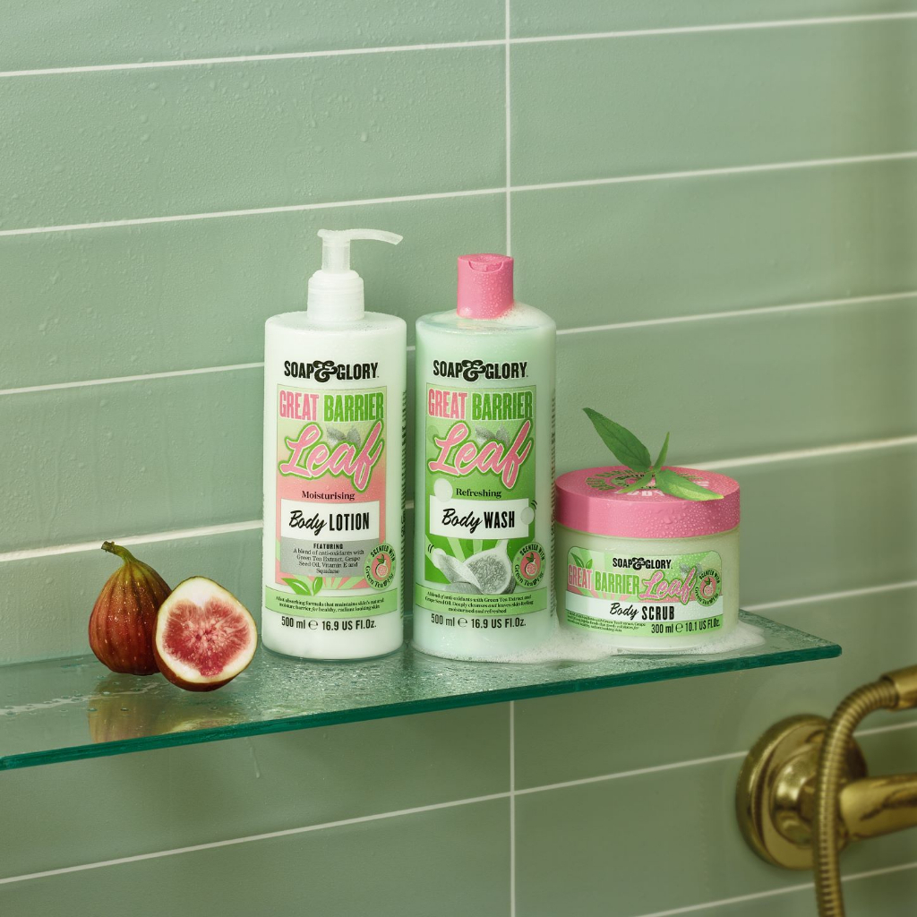 Sữa tắm Soap and Glory 500ml GREAT BARRIER LEAF Body Wash dưỡng ẩm, trắng da hương trà xanh hoa nhài