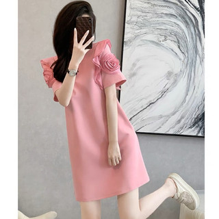 Đầm suông vai tay cuốn hoa nghệ thuật - mts 0025