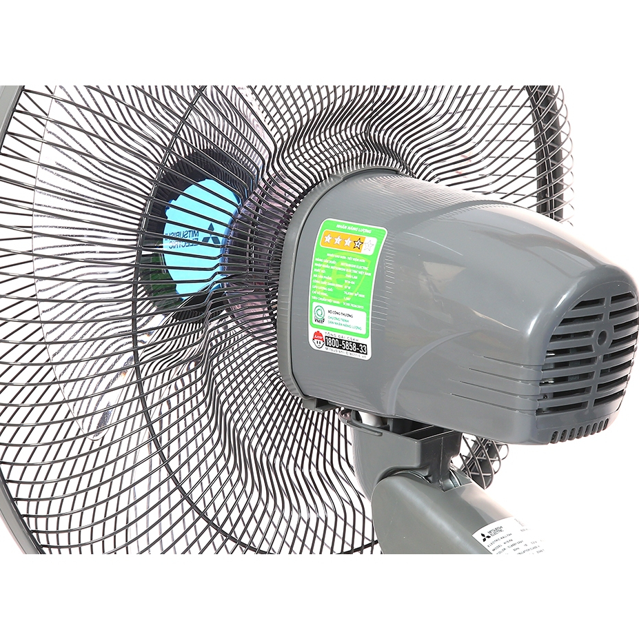 Quạt Treo Tường Mitsubishi W16-RA - Màu Trắng / Xám Đậm - Hàng Chính Hãng - 47W - 3 cánh - 40cm