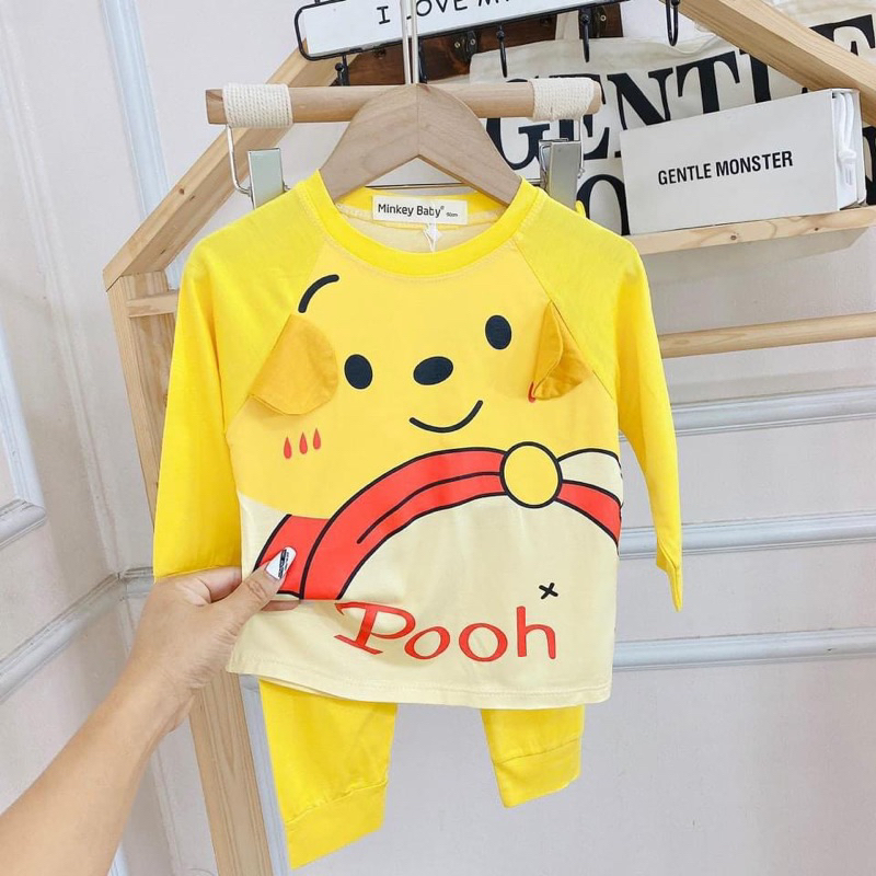 Tay dài quần dài thun lạnh hoạ tiết bé 6-18 kí