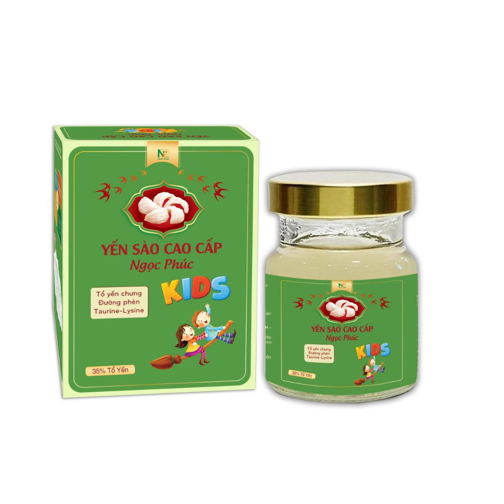 Yến Sào cao cấp Ngọc Phúc Kids 35% Tổ Yến Chưng Đường Phèn, Taurine,Lysine Giúp Bé Ăn Ngon, Tăng Đề Kháng