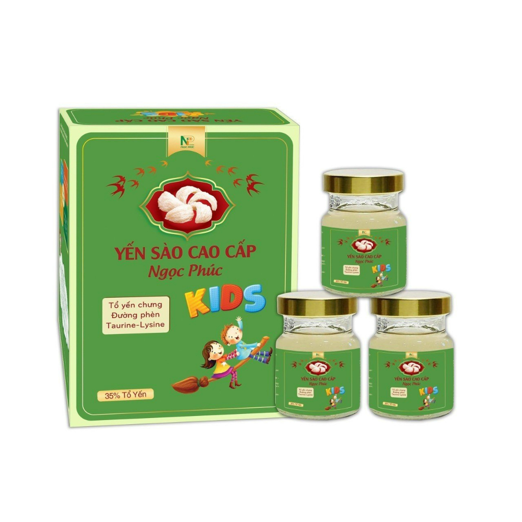 Yến Sào cao cấp Ngọc Phúc Kids 35% Tổ Yến Chưng Đường Phèn, Taurine,Lysine Giúp Bé Ăn Ngon, Tăng Đề Kháng