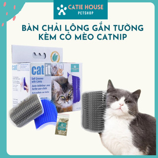 [Hỏa tốc] Bàn Chải Lông Gắn Tường Gãi Ngứa Chó Mèo - Lược Chải Lông Gắn Bàn Kèm Cỏ Mèo Catnip Găng Tay Chải Lông