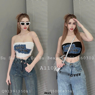Áo ống croptop bozip in hình jean chữ cực đẹp lạ hình in nha khách