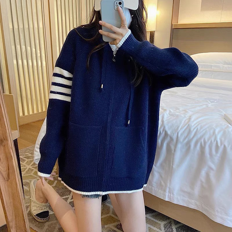 Áo khoác canigan len dáng dài có mũ len thon kéo khoá Ulzzang Hàn Quốc Siêu xinh