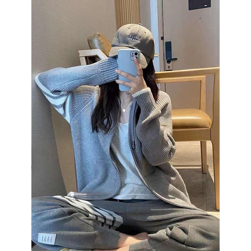 Áo khoác canigan len dáng dài có mũ len thon kéo khoá Ulzzang Hàn Quốc Siêu xinh