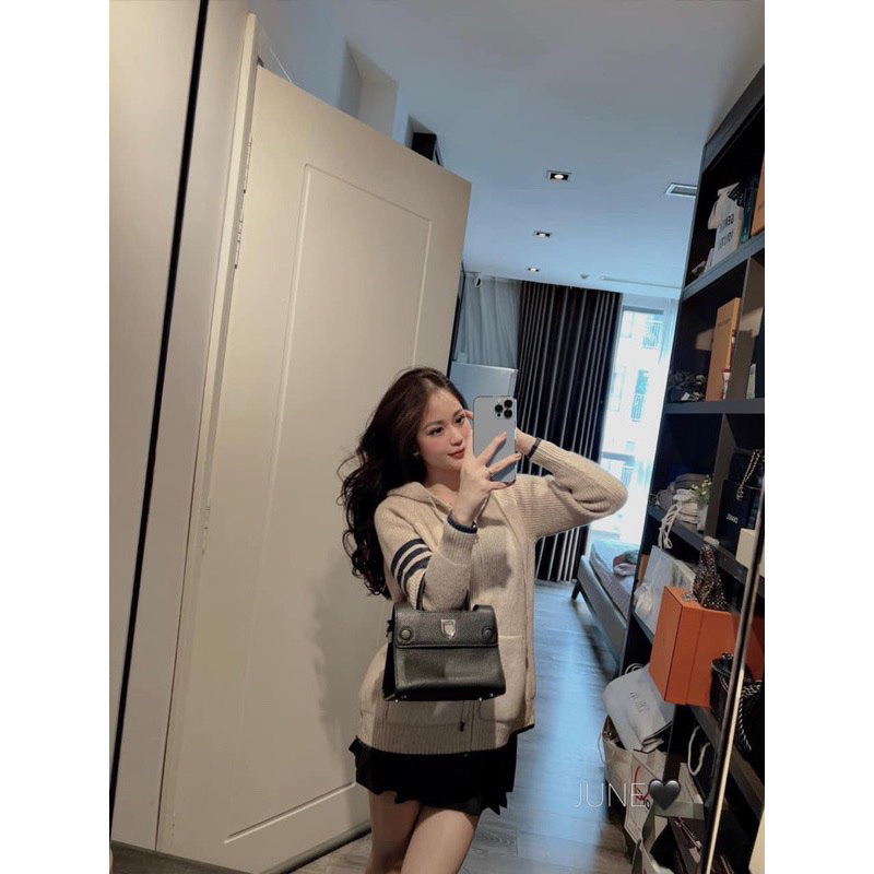 Áo khoác canigan len dáng dài có mũ len thon kéo khoá Ulzzang Hàn Quốc Siêu xinh