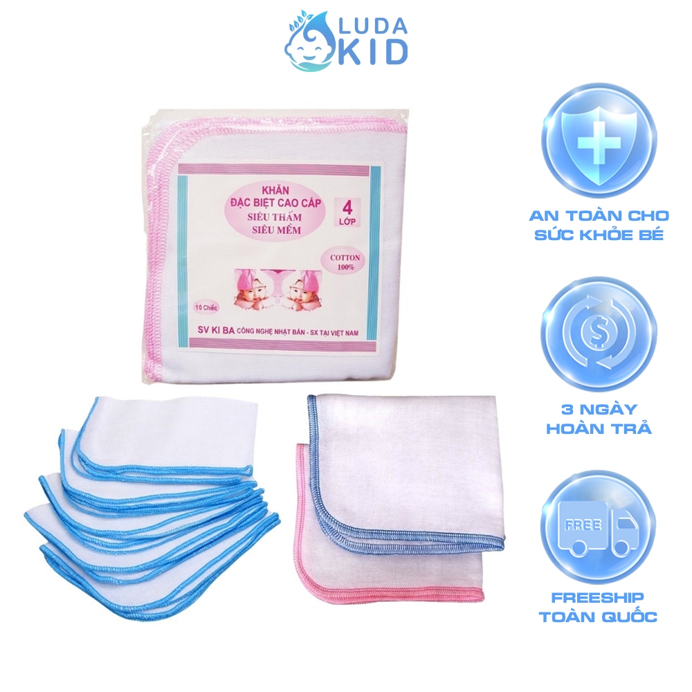 Chiếc khăn sữa trắng sợi tre sv kiba siêu thấm 2 lớp - 3 lớp - 4 lớp LUDAKID