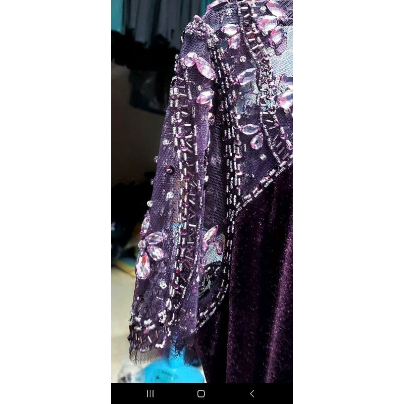 Đầm Dạ Hội VNXK Nhung Kết  Cườm Tay Sang Xịn