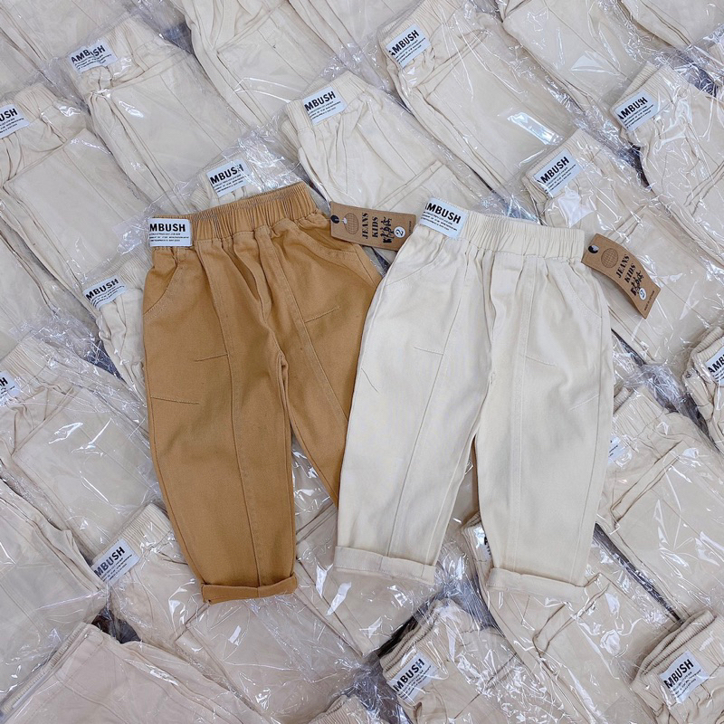 Quần dài bé trai, quần kaki loại 1 tem cạp gân trước cho bé 8-30kg