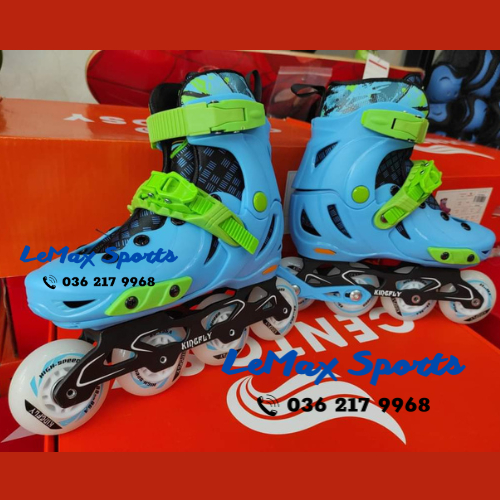 Giày patin trẻ em bánh cao su, patin có bánh phát sáng, Patin Kingfly trẻ em. Giày trượt patin cho bé tặng bảo vệ 6 món