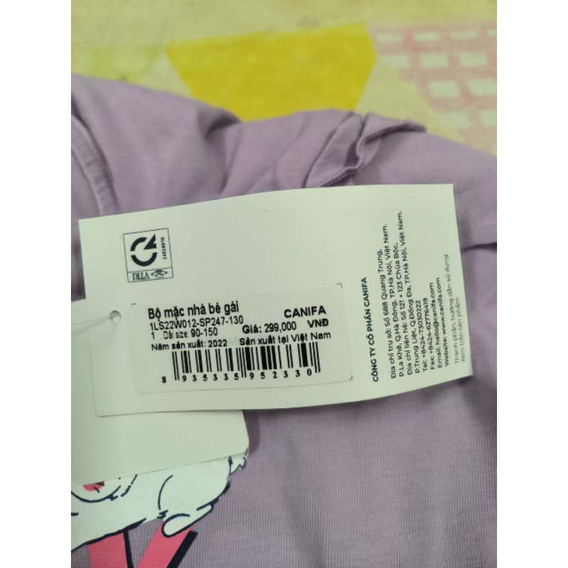 Bộ cotton mặc nhà dài tay bé gái Canifa