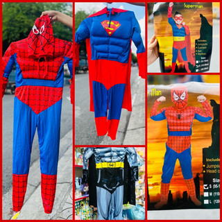 Bộ Đồ Cơ Bắp Spiderman/Batman/Superman 3 Size Trang Phục Hoá Trang Halloween Cho Bé