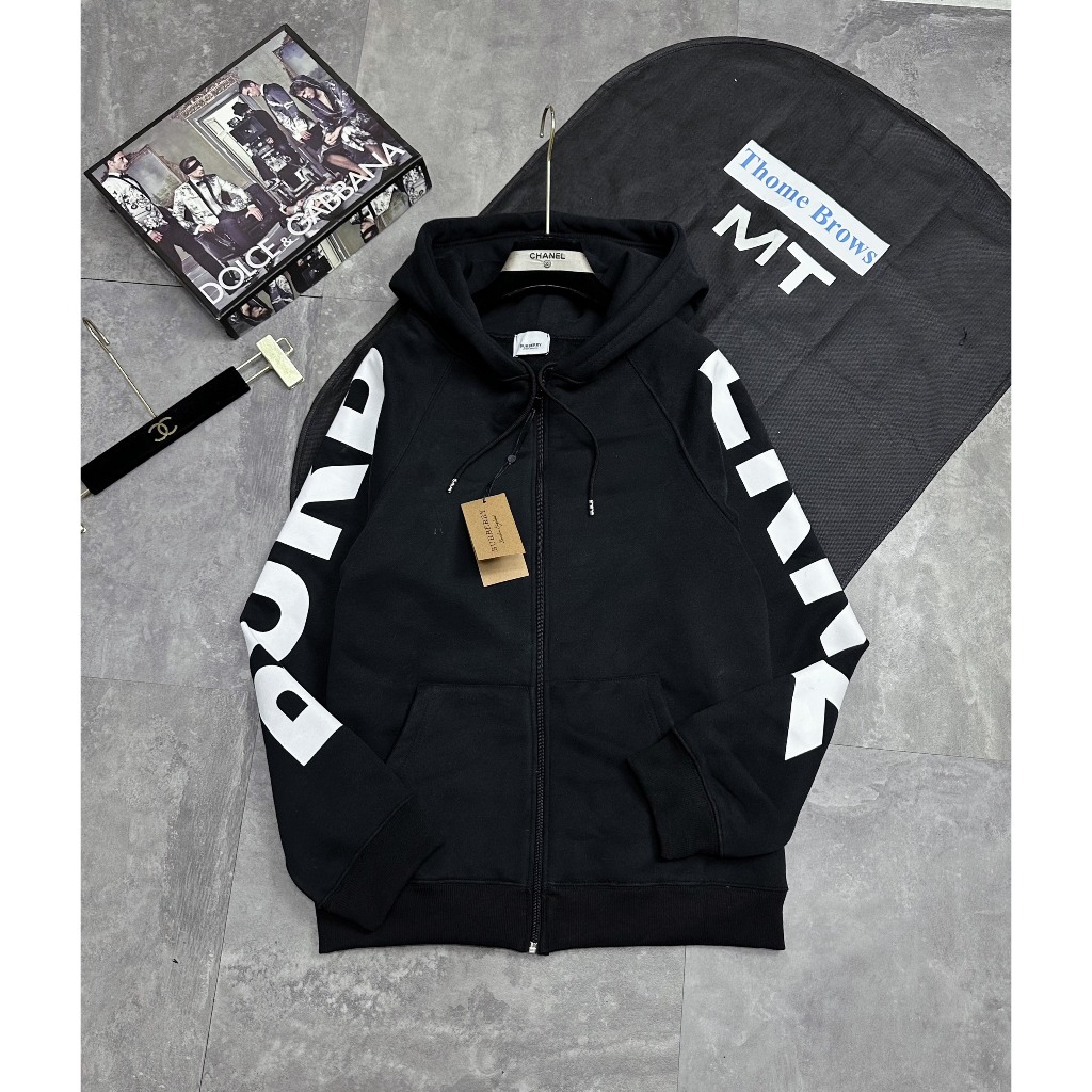 Áo Hoodie BUBERRY In Cánh Tay Màu Trắng Mũ Trùm Đầu - Áo khoác Hoodie Cao Cấp Nam Nữ Phong Cách Trẻ