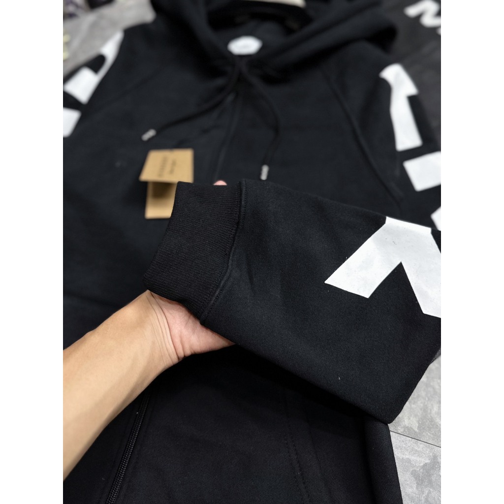 Áo Hoodie BUBERRY In Cánh Tay Màu Trắng Mũ Trùm Đầu - Áo khoác Hoodie Cao Cấp Nam Nữ Phong Cách Trẻ