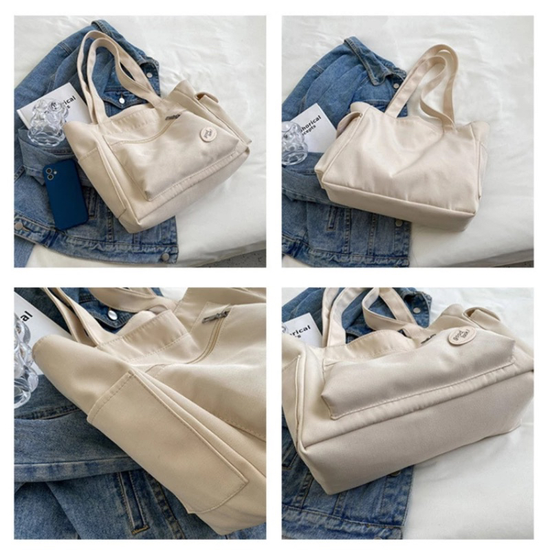 Túi tote có khoá kéo vải canvas thời trang Hàn