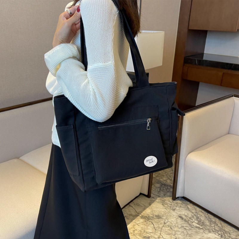 Túi tote có khoá kéo vải canvas thời trang Hàn
