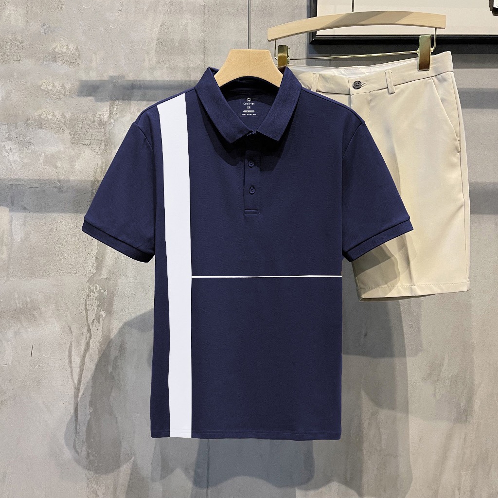 Áo Polo nam phối sọc phong cách trẻ trung phom dáng cực chuẩn vải cotton cá sấu co giãn 4 chiều