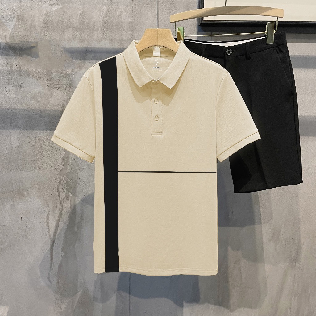 Áo Polo nam phối sọc phong cách trẻ trung phom dáng cực chuẩn vải cotton cá sấu co giãn 4 chiều