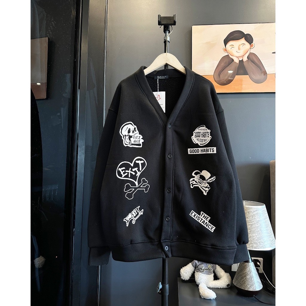 Áo Khoác Cardigan Habit Nỉ Bông Unisex