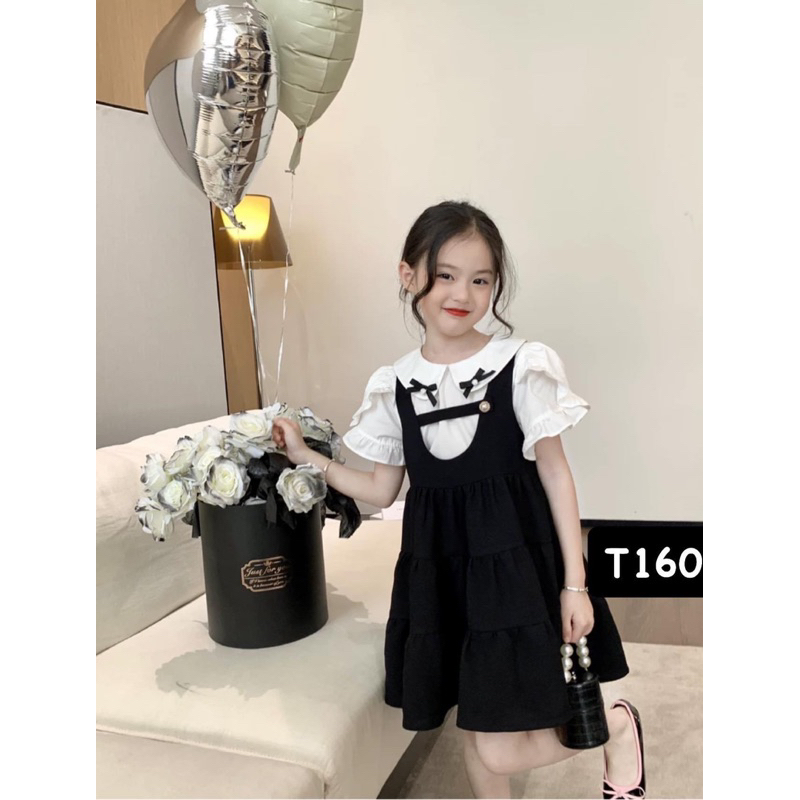 T160 Set cho bé gái set tiểu thư 2 chi tiết áo kèm váy cho bé gái