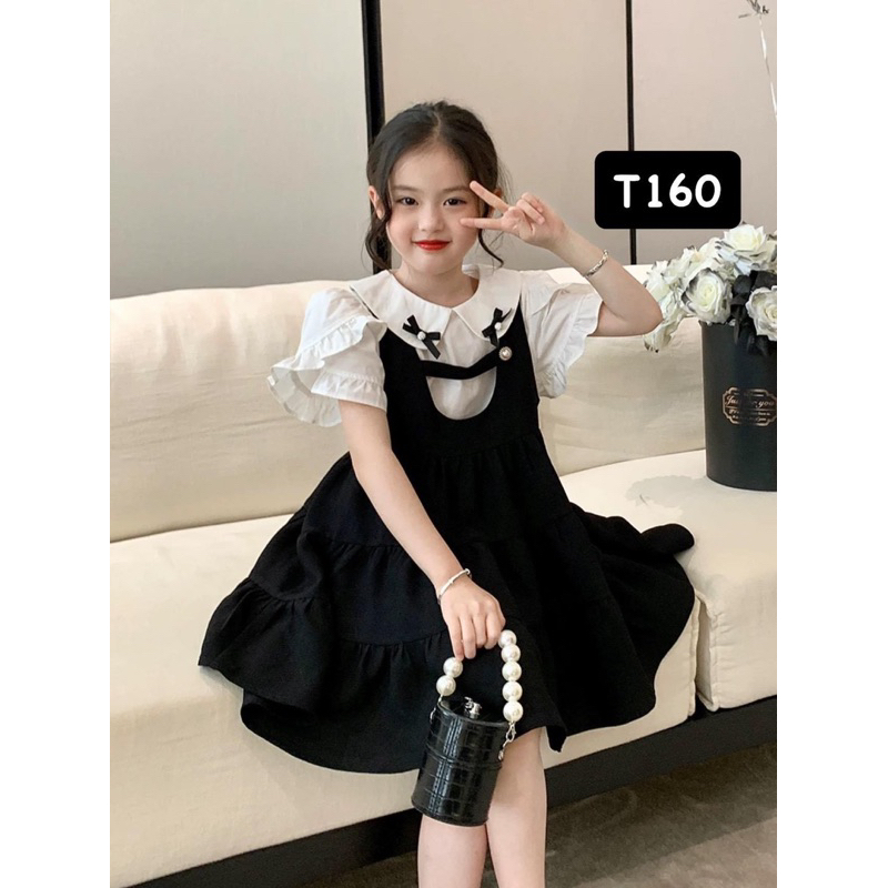 T160 Set cho bé gái set tiểu thư 2 chi tiết áo kèm váy cho bé gái