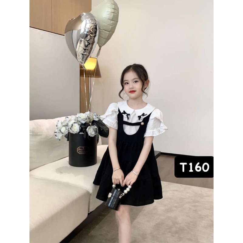T160 Set cho bé gái set tiểu thư 2 chi tiết áo kèm váy cho bé gái
