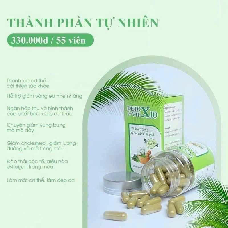 Viên uống giảm cân Detox X10 Vip ,Thải mỡ ban đêm