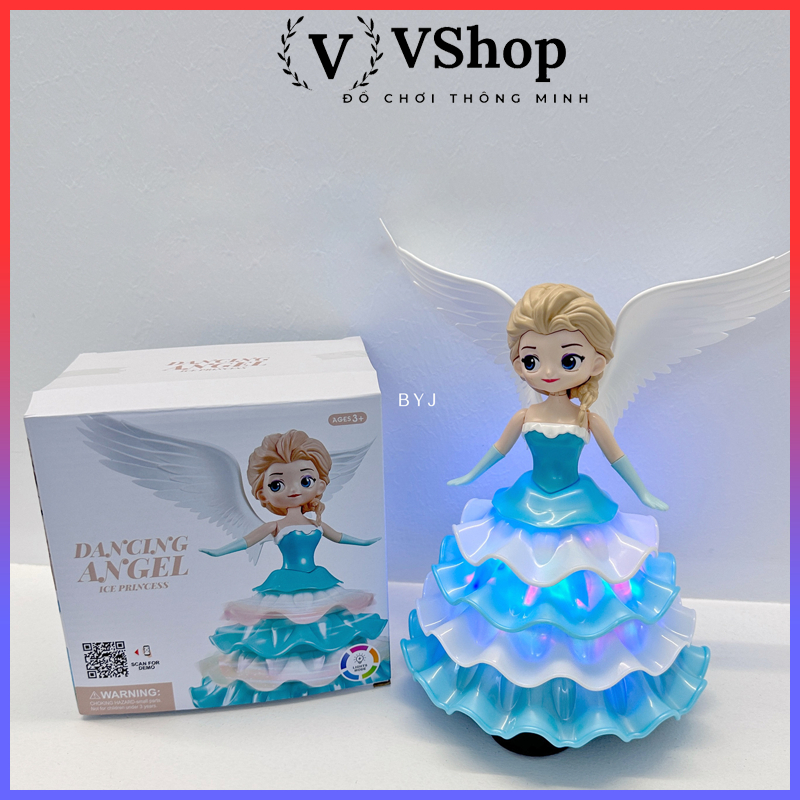 Đồ Chơi Công Chúa Búp Bê Công Chúa Elsa Xoay 360 Phát Nhạc Cho Bé