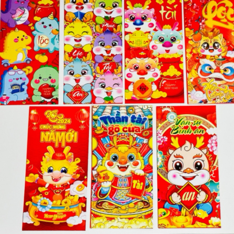 🧧🧧🧧COMBO 10 BAO LÌ XÌ CHÚC TẾT NĂM THÌN 2024