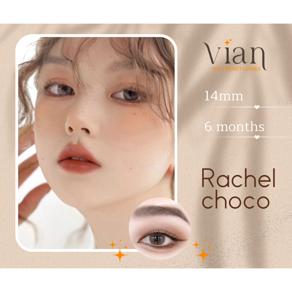 Rachel Lens kính áp tròng nâu tự nhiên 0-6 độ 14mm Hàn Quốc