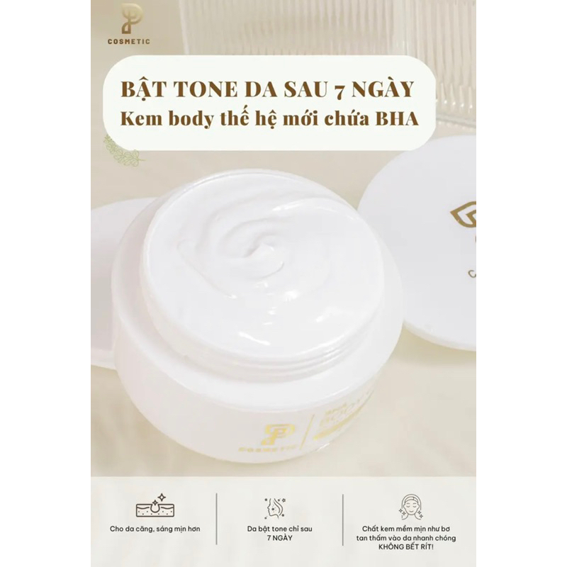 Kem body MyP dưỡng trắng BHA body không bết dính kem body Đỗ Hoài Phương TẶNG BAO TAY TTBC + Muỗng