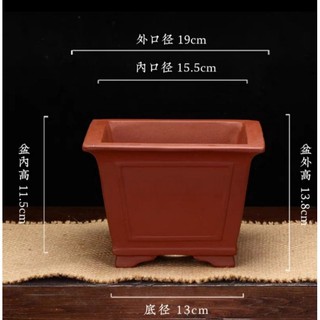 Chậu vuông đỏ - chậu bonsai trung quốc - chậu bonsai mini