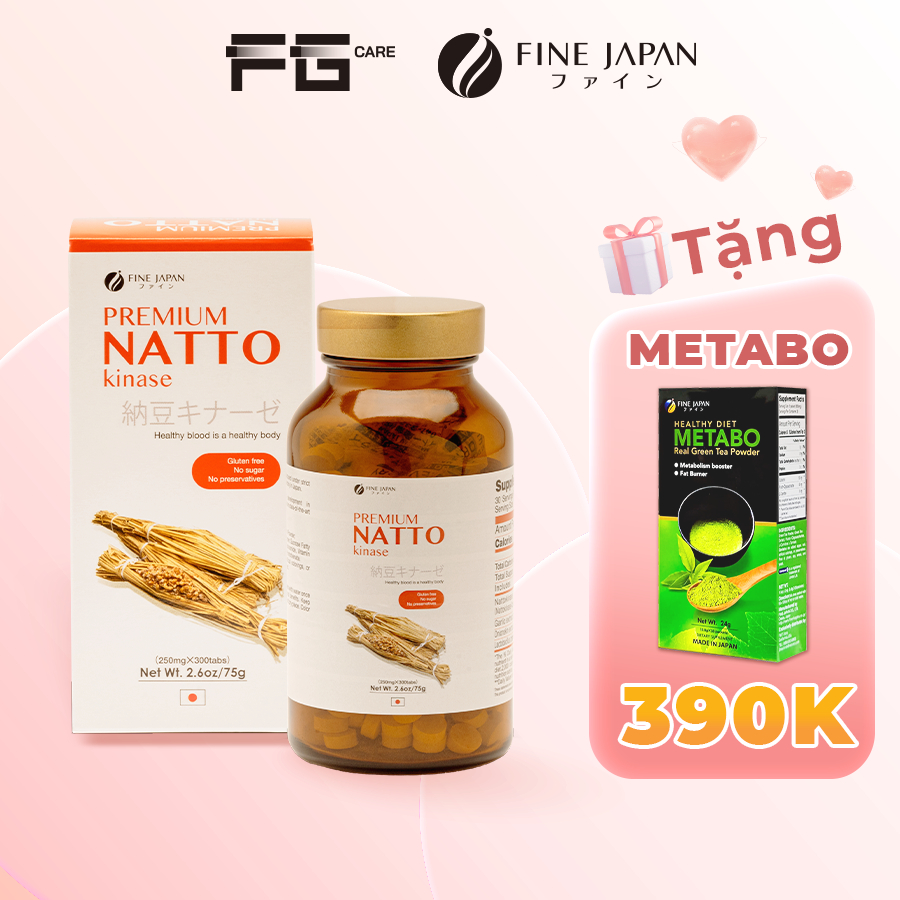 Viên uống Chống Đột Quỵ Natto Kinase Nhật Bản (Hoạt huyết dưỡng não) - Fine Japan (Hộp 300 Viên)