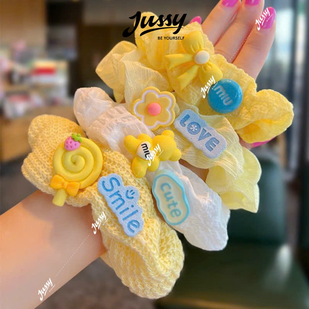 Set 4 Dây Buộc Tóc Scrunchies Nhiều Hình Dễ Thương Jussy Official Buộc Tóc Vải Cho Mẹ Và Bé Giao Ngẫu Nhiên Jussy