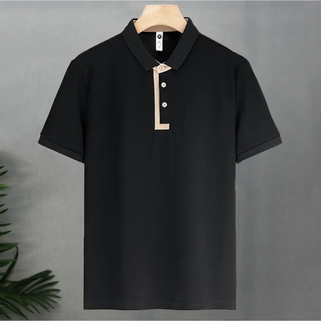 Áo thun polo nam phối cổ Basic, vải cotton cá sấu co giãn 4 chiều, phong cách thời trang nam