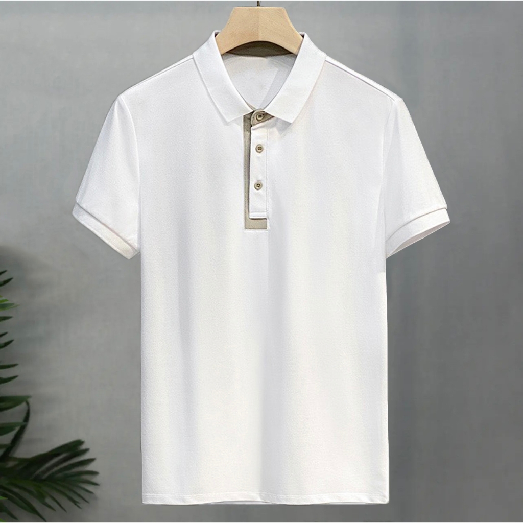 Áo thun polo nam phối cổ Basic, vải cotton cá sấu co giãn 4 chiều, phong cách thời trang nam