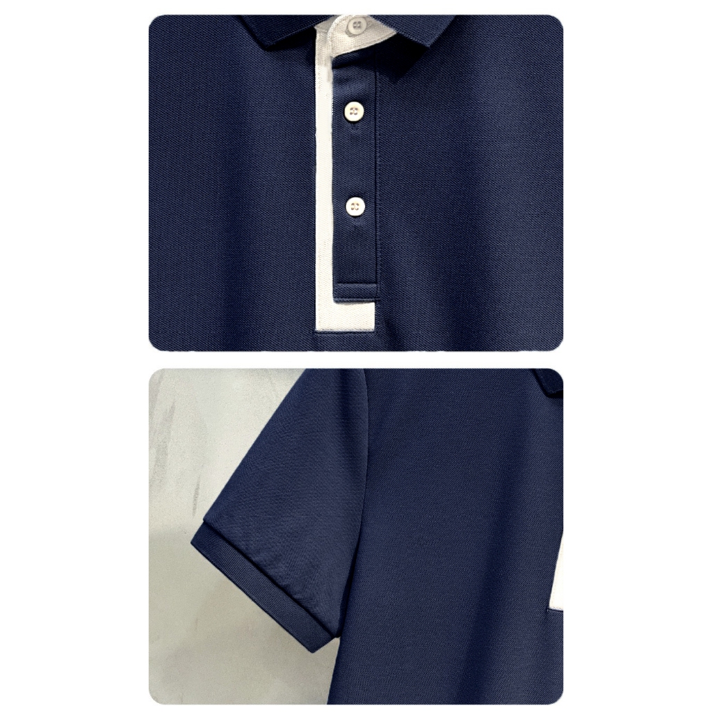 Áo thun polo nam phối cổ Basic, vải cotton cá sấu co giãn 4 chiều, phong cách thời trang nam