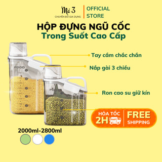 Hộp đựng ngũ cốc, hũ đựng gạo, bình đựng nước giặt xả 2000ml 2800ml nắp gài kín hơi, không gỉ nước