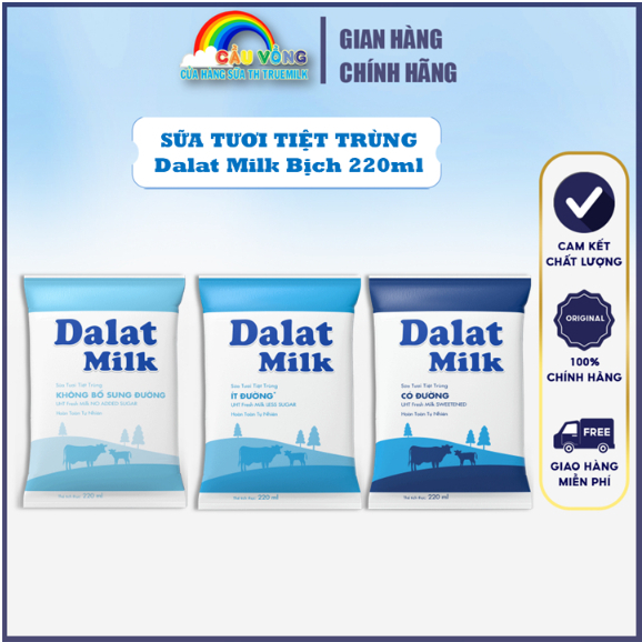 Sữa tươi tiệt trùng Dalat Milk Bịch 220ml