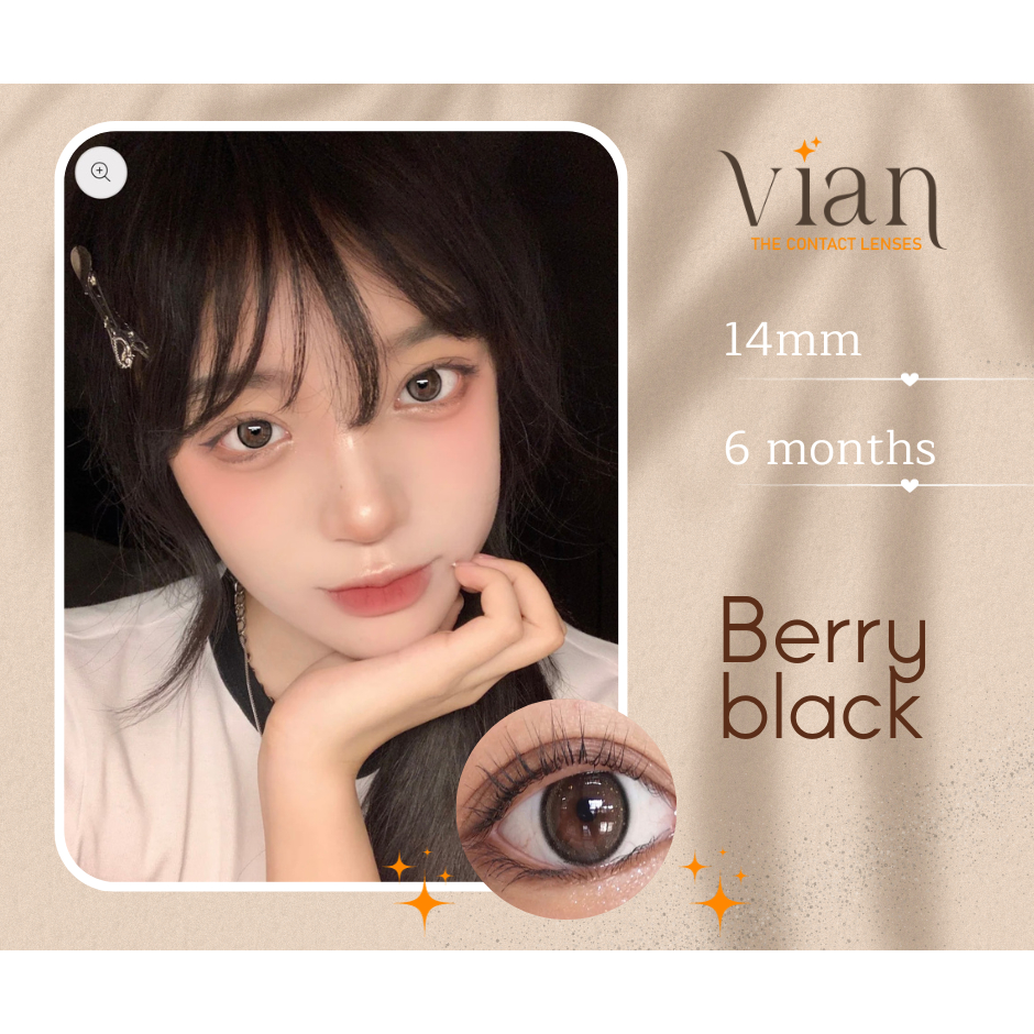 Berry Lens kính áp tròng xám nhũ 0-6 độ 14mm Hàn Quốc
