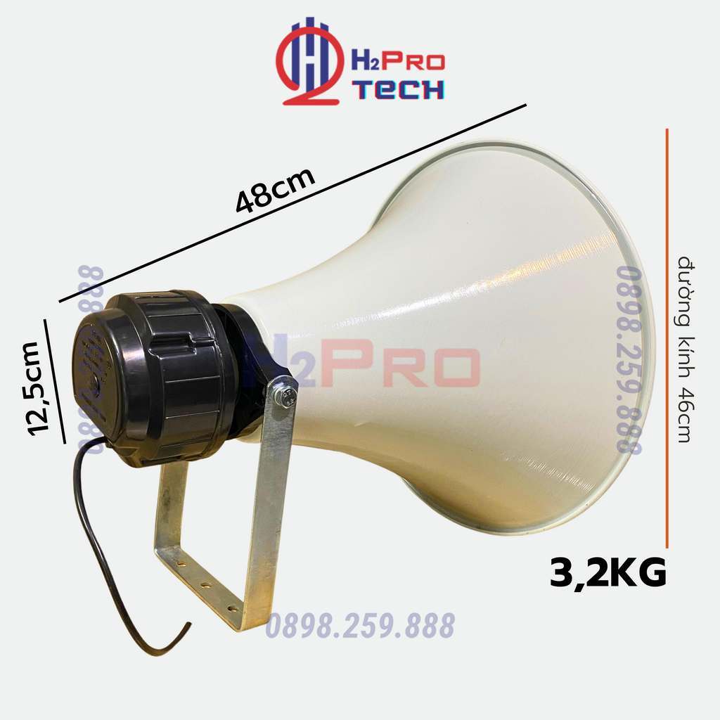 Loa Phóng Thanh 90W Peak Vành Nhôm 46Cm Vang Xa 2Km, Chống Nước , Loa Nén Cao Cấp Công Suất Lớn-H2Pro Tech