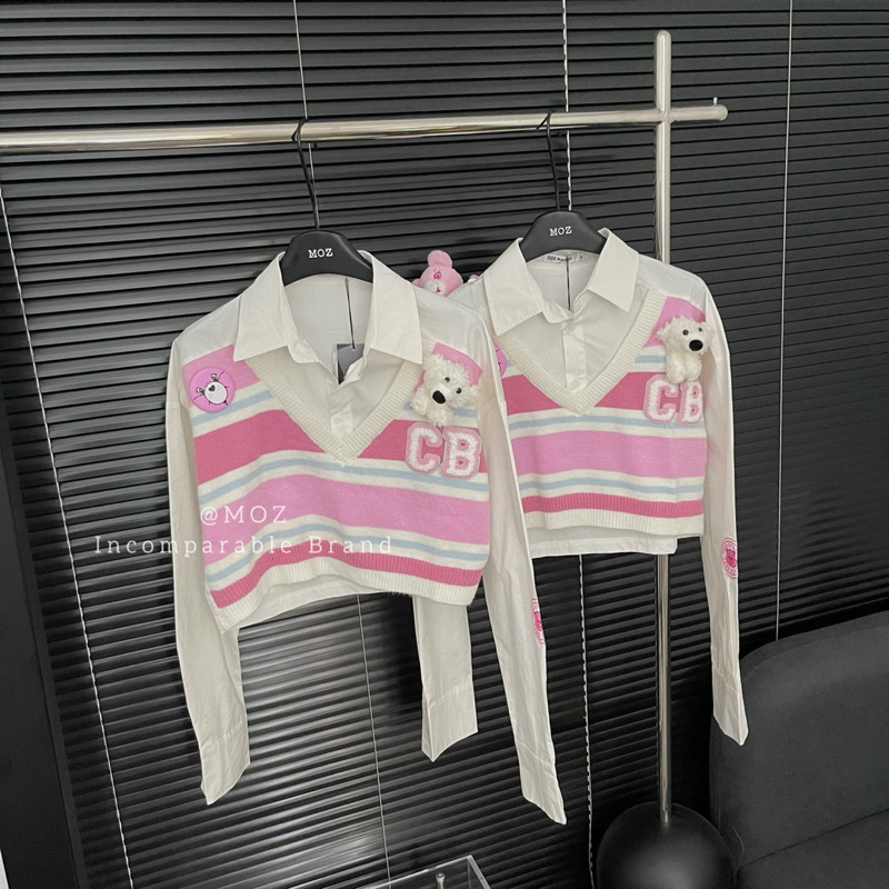 Áo sơ mi pha len 13DMZ x Carebear