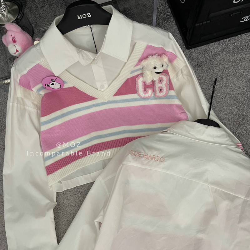 Áo sơ mi pha len 13DMZ x Carebear