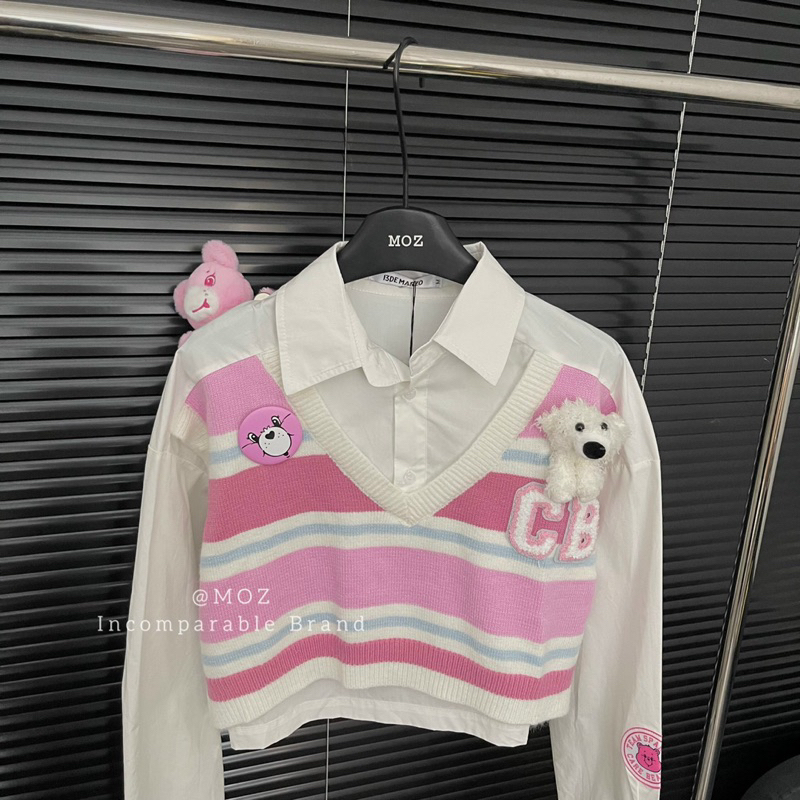 Áo sơ mi pha len 13DMZ x Carebear