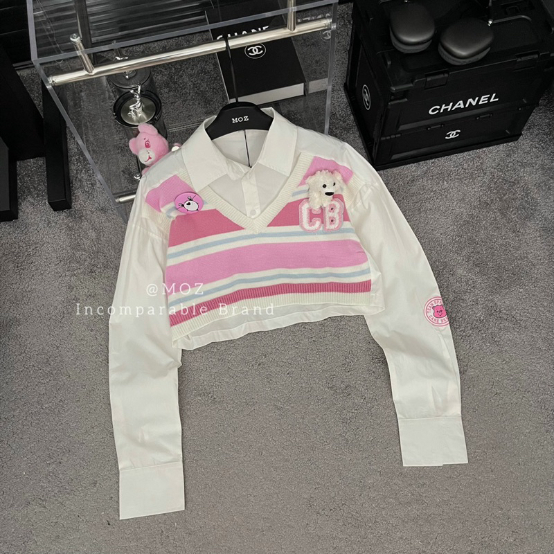 Áo sơ mi pha len 13DMZ x Carebear