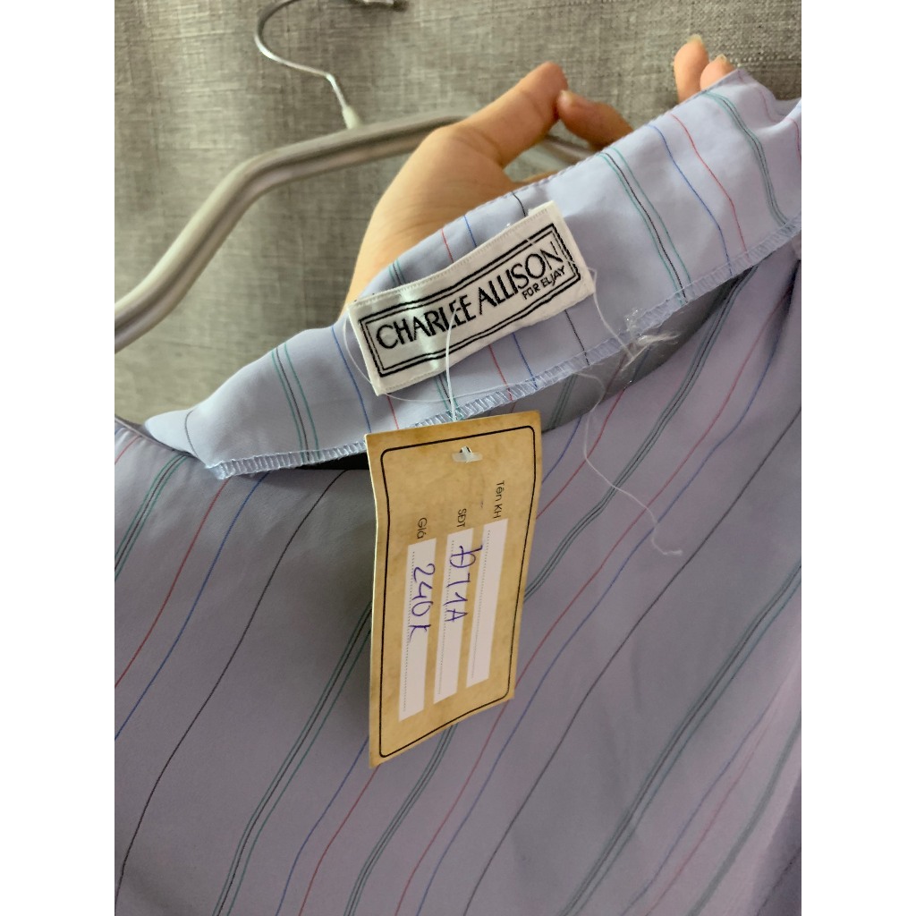 PASS - Váy liền kẻ xòe eo chun