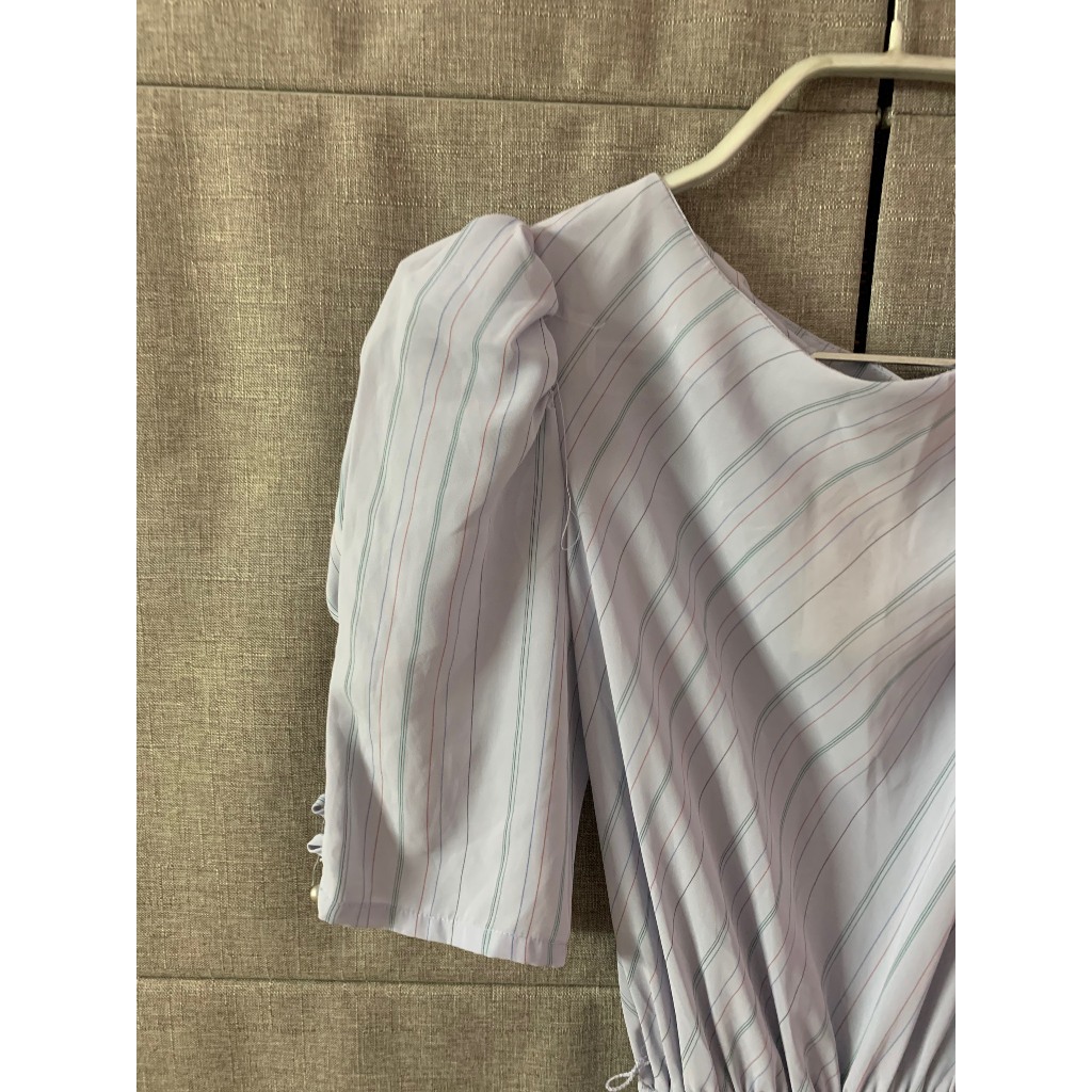 PASS - Váy liền kẻ xòe eo chun