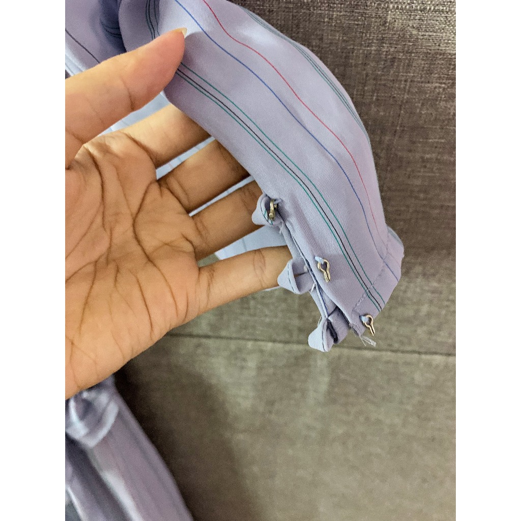 PASS - Váy liền kẻ xòe eo chun