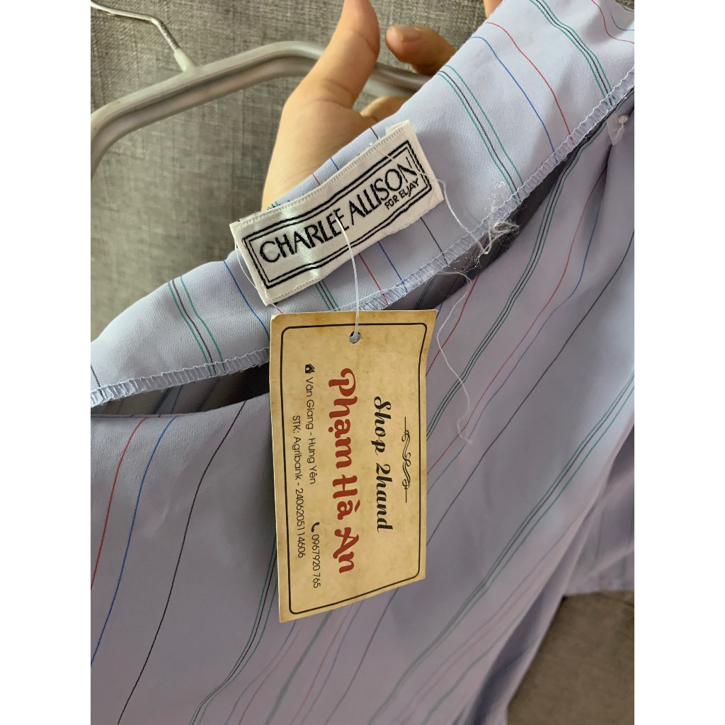 PASS - Váy liền kẻ xòe eo chun